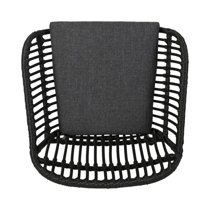 Set of 2 Modern Indoor/Outdoor Rattan Accent Chairs with Metal Legs