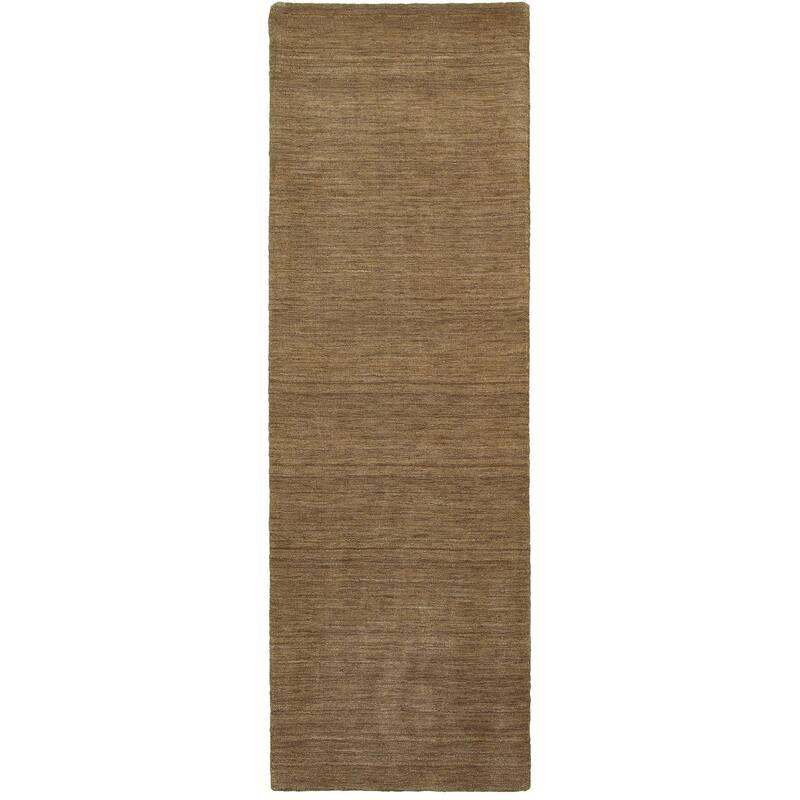 Style Haven Heathered Solid Hand-crafted Plush Wool Area Rug - 2' 6" x 8' - Tan - Runner/Rectangle