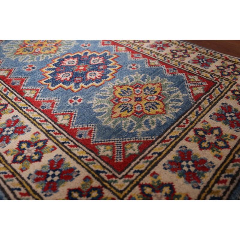 Blue Kazak Oriental Accent Rug Handmade Wool Carpet - 2'1"x 2'10"
