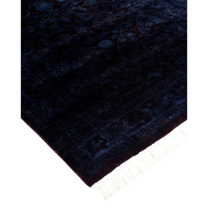 Overton Hand Knotted Wool Vintage Inspired Modern Contemporary Overdyed Purple Runner Rug - 2' 4" x 11' 10"