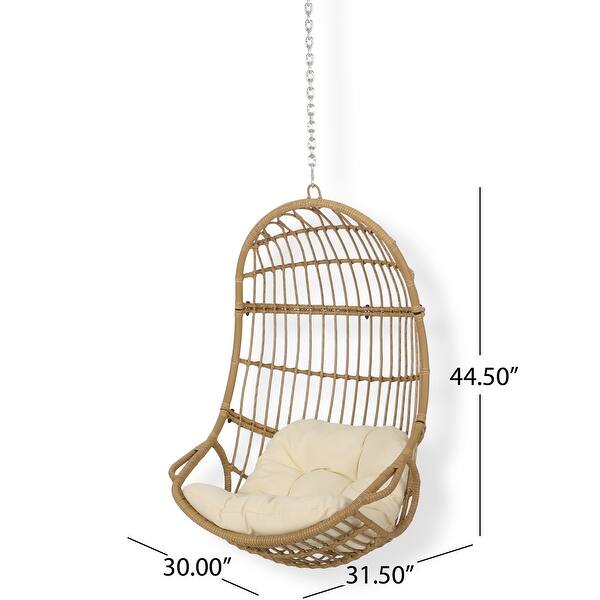 dimension image slide 3 of 2, Richards Outdoor/Indoor Wicker Hanging Chair (No Stand) by Christopher Knight Home