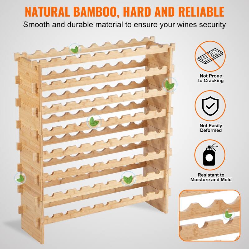 Natural Wicker Wine Rack, Stackable, Sturdy and Easy Assembly
