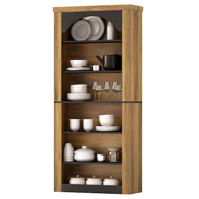 70.9" Tall Bookcase Wooden Bookshelves, Standing Display Shelves