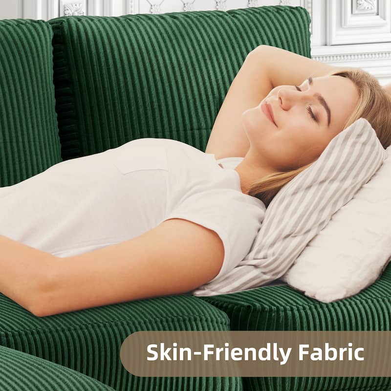 3-Seater Sectional Sofa with Movable Ottoman, Modern Living Room Couch