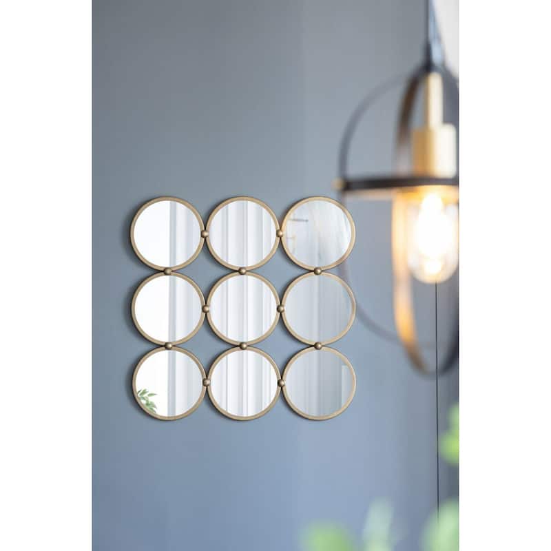 Circles Metal Framed Square Wall Mirror - 27.25" - Gold