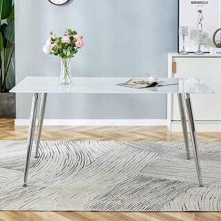 Modern Rectangular Dining Table with Metal Legs - Bed Bath & Beyond ...