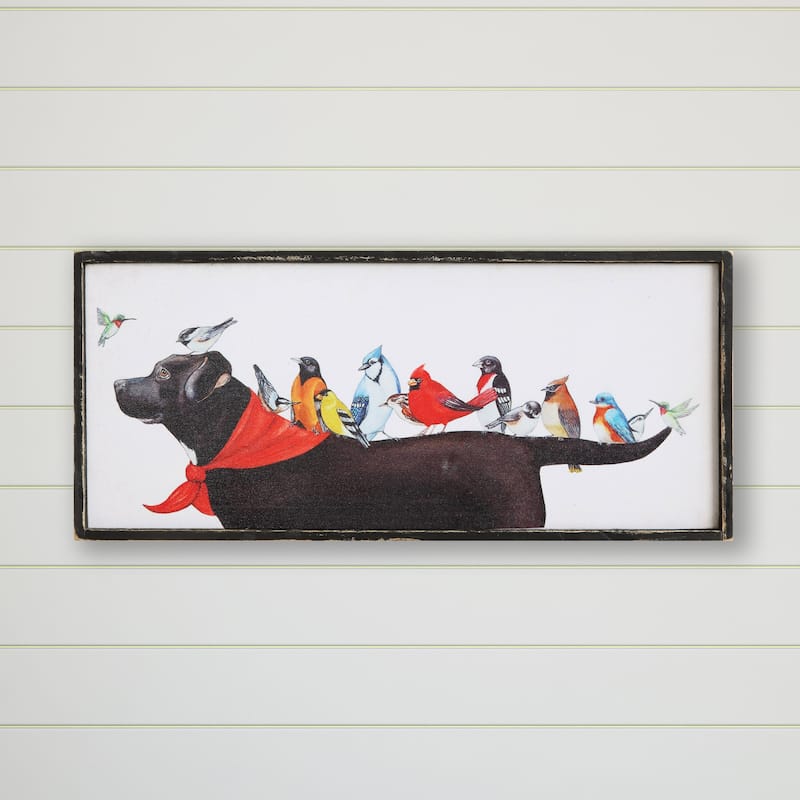 Birds & Dog Framed Wall Décor - 25" x 11"