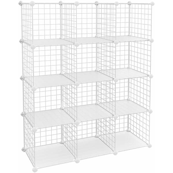 Metal Wire Cube Storage,12-Cube Shelves Organizer,Stackable Storage Bins,  DIY Closet Cabinet Shelf, 36.6undefinedL x 12.2undefinedW x 48.4undefinedH  W - Bed Bath & Beyond - 29438543