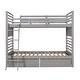 preview thumbnail 4 of 16, Twin over Twin Wood Bunk Bed with Ladder and Two Drawers, Grey