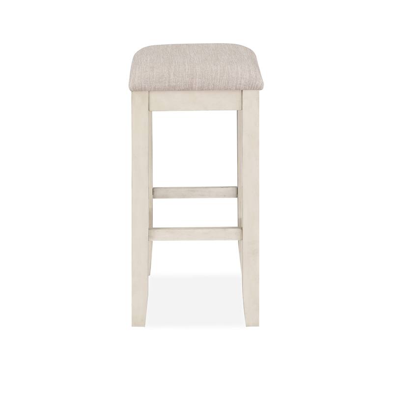 Ruth 25 Inch Counter Height Stool Set of 2, Beige Polyester Padded, White