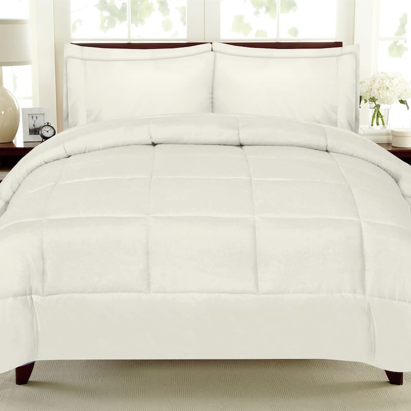 Sweet Home Collection Luxury Solid Bed-In-a-Bag with Sheet Set - Ivory - King