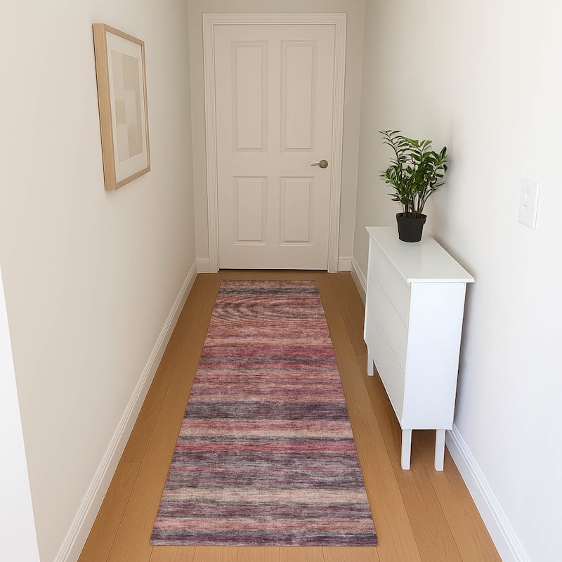 Premium Washable Super Soft Ombre Stripes Mayfield Rug - Paprika - 2'3" x 7'6"