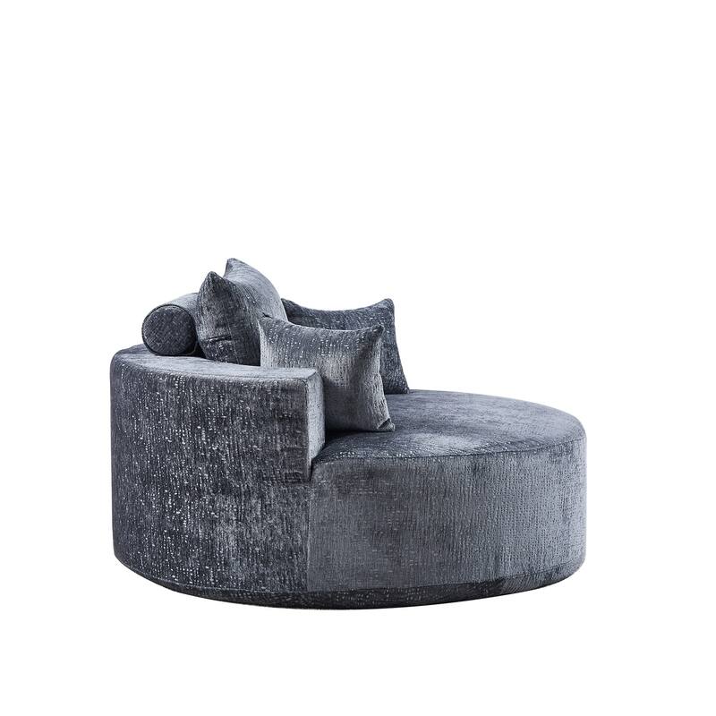 55in Wide Chenille Sponge Single Sofa Fluffy Modern Sleeper Chair