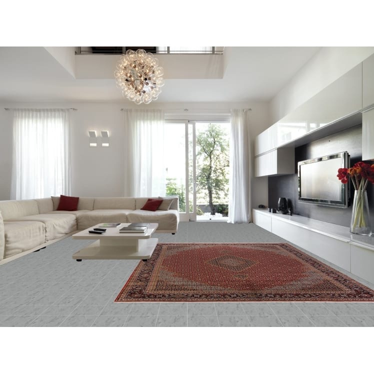 Geometric Red Tabriz Turkish Area Rug Machine Made Carpet - 9'8"x 12'10"