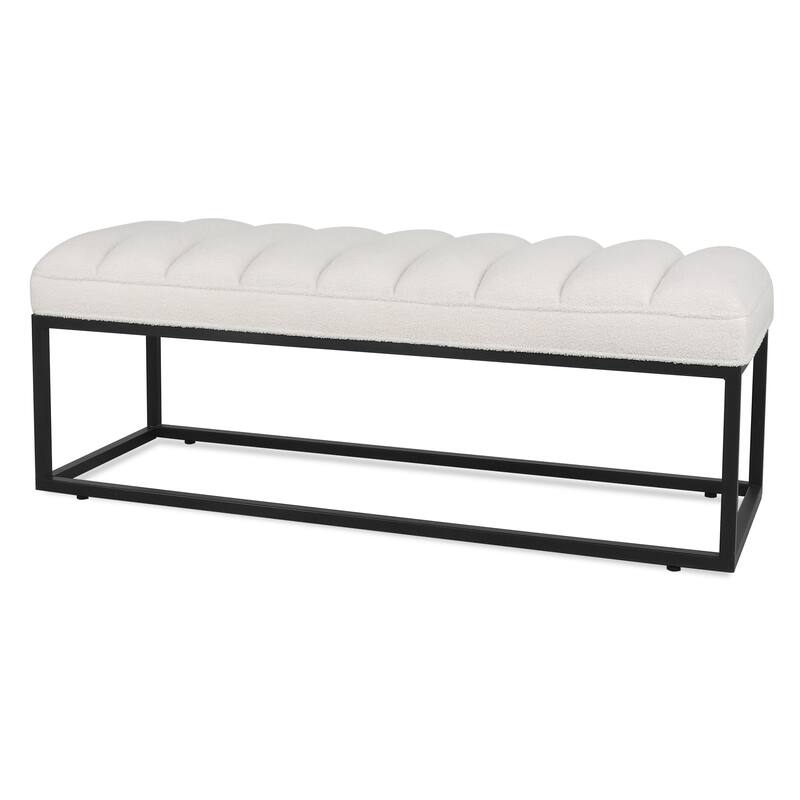 Tala Modern Upholstered Bench with Metal Base by GDFStudio