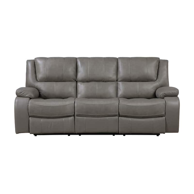 Fremont & Park Baron 86.5" Leather Manual Double Reclining Sofa, Wall Hugger Design
