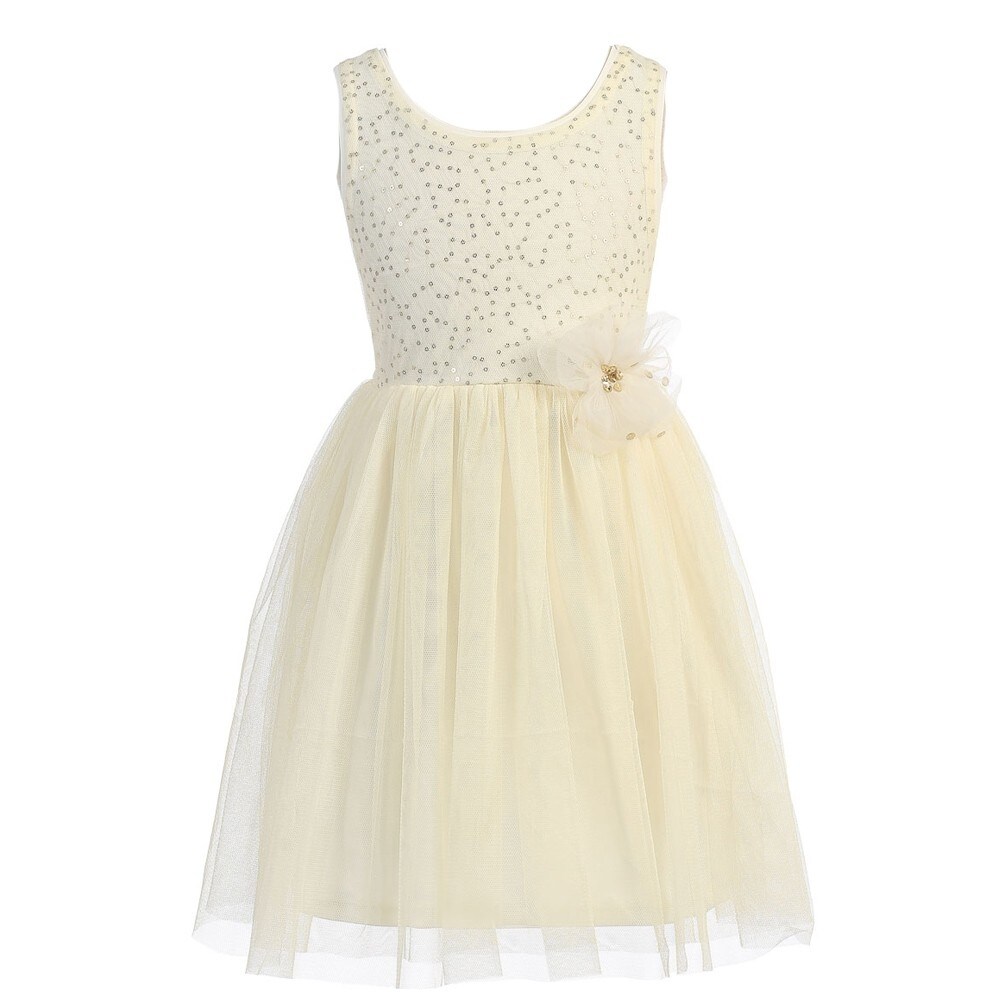 ivory sequin flower girl dress