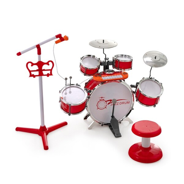 Kids Jazz Drum Keyboard Set with Stool and Microphone Stand - 31.5