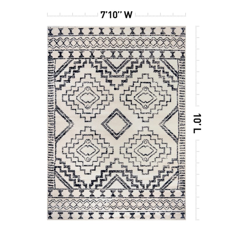 Contemporary Distressed Geometric Area Rug