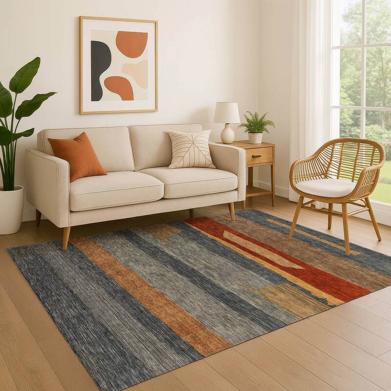 Premium Washable Super Soft Casual Contemporary Mayfield Rug - Blue - 2'6" x 3'10"