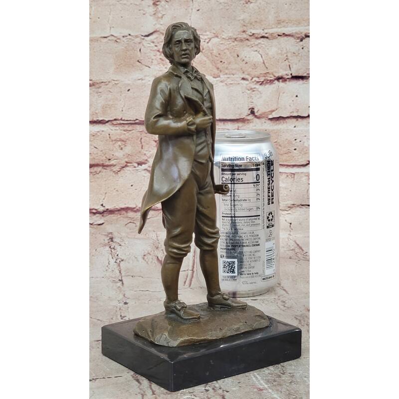 18Th Or 19Th Century Man Bronze Sculpture Statue Figure On Marble Base