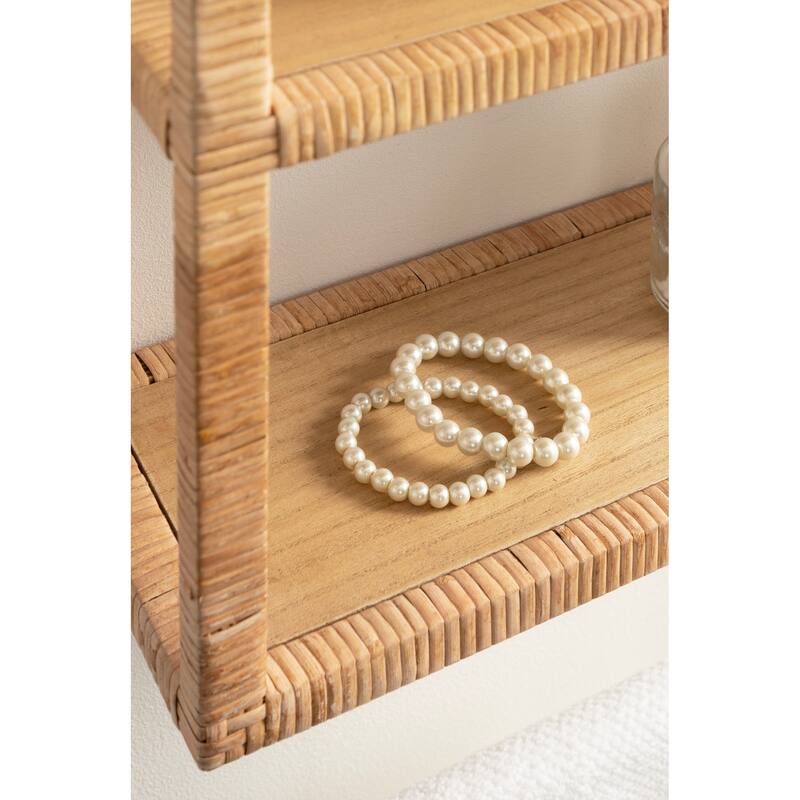 Kate and Laurel Rahmati Rattan Wall Shelf