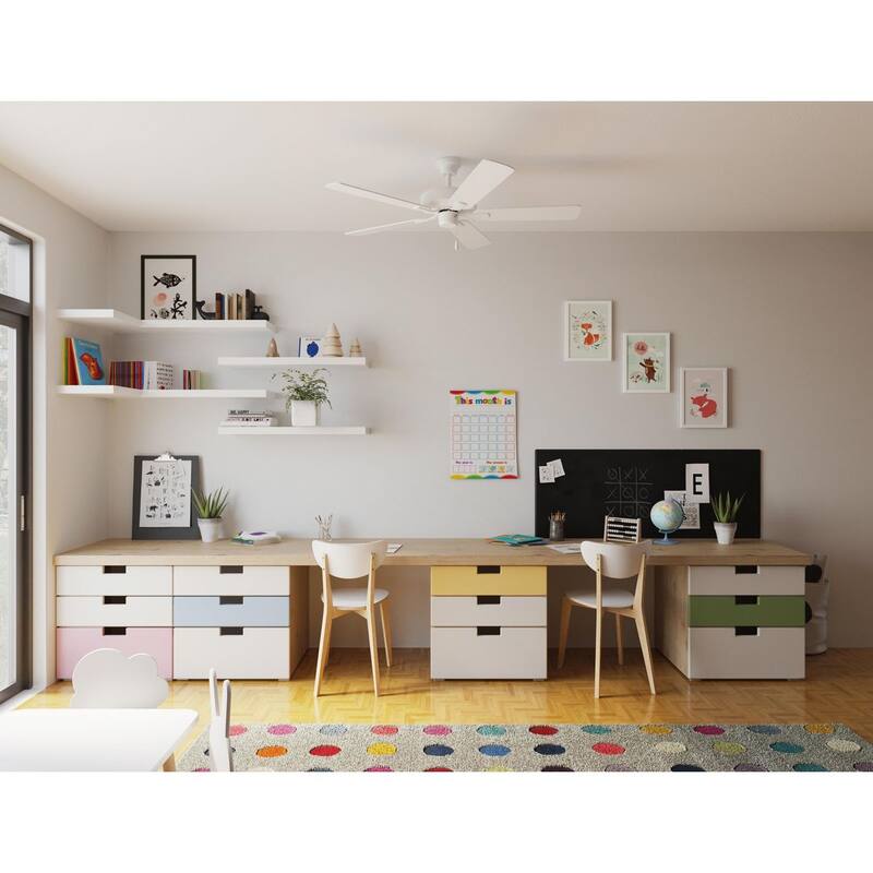AirPro 52 in. White 5-Blade AC Motor Transitional Ceiling Fan - 52 in x 52 in x 12.6 in