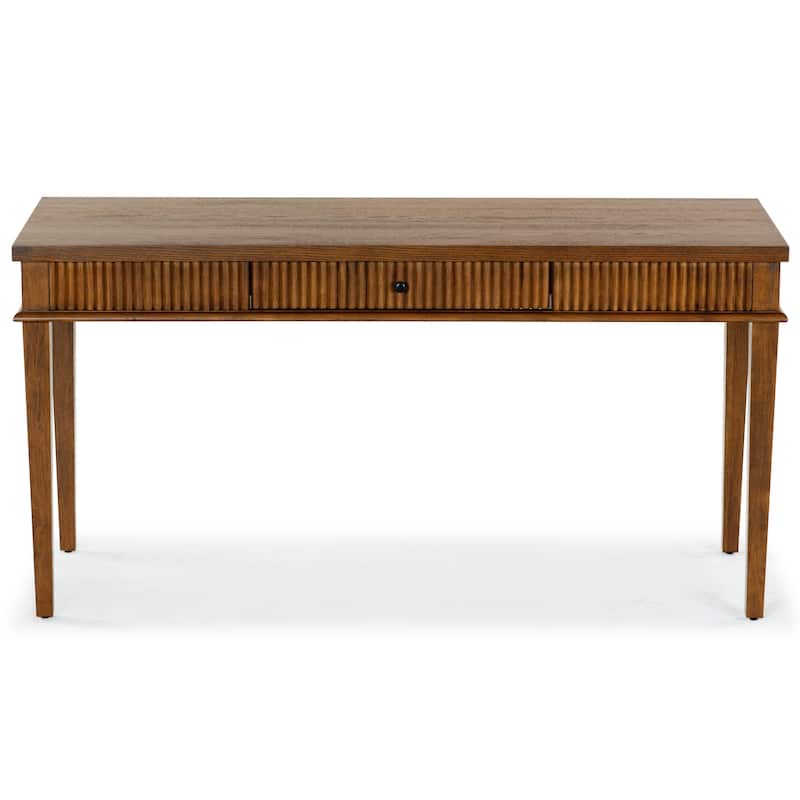 SAFAVIEH Couture Shelbie 1-Drawer Reeded Desk - Medium Oak/Black