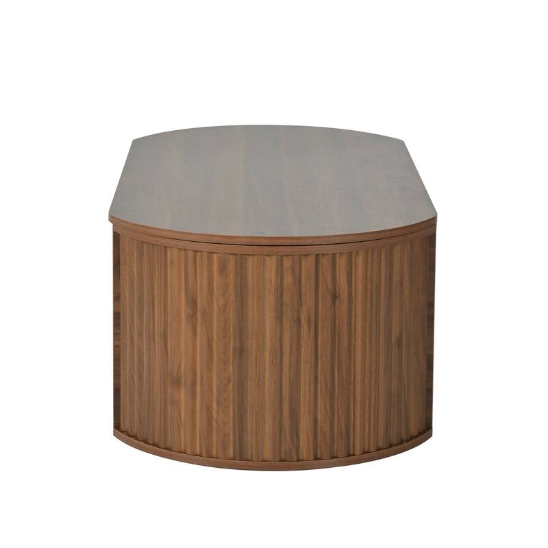 Roomfitters Oval Lift-Top Coffee Table with Hidden Compartment, Wooden Center Table with Storage, Modern Design