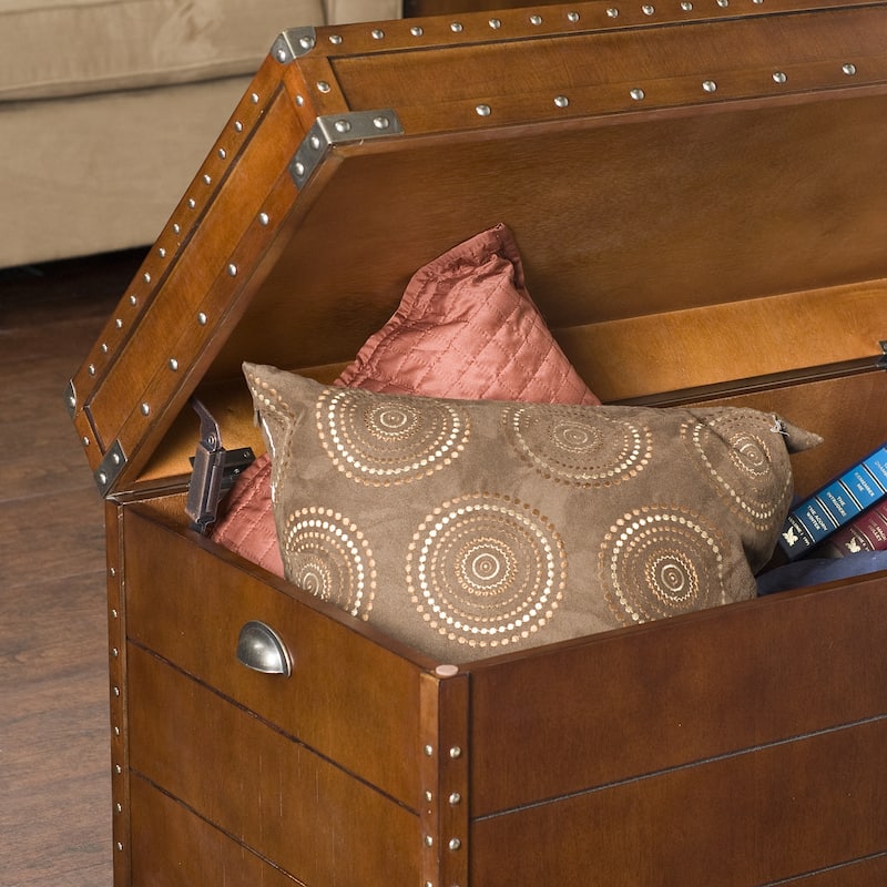SEI Furniture Steamer Walnut Finish Trunk Coffee Table
