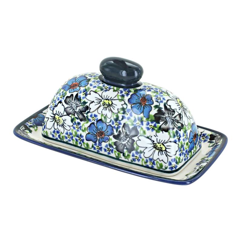 Blue Rose Polish Pottery 1377 Zaklady Butter Dish