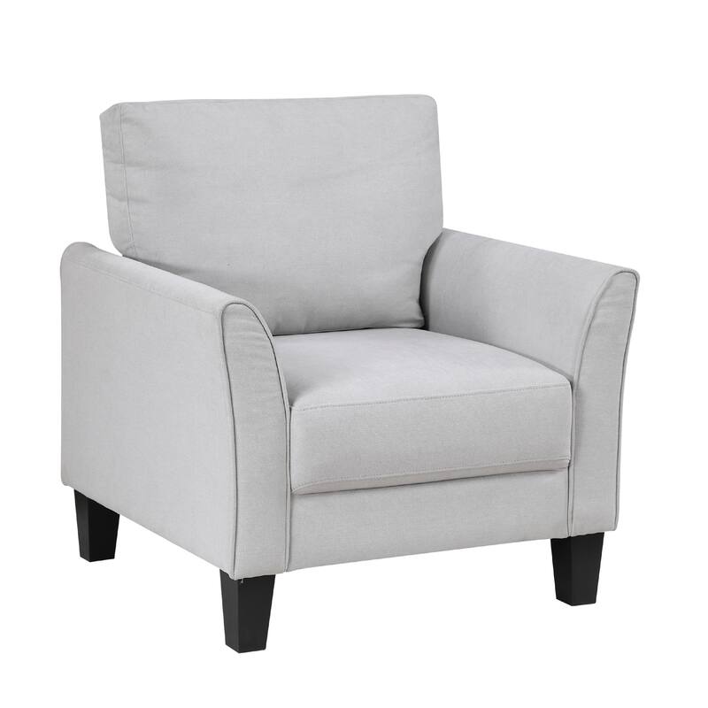 Xumo Sofa Armchair, Light Gray 34 Inch, Black Tapered Wood Legs
