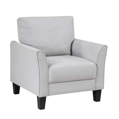 Xumo Sofa Armchair, Light Gray 34 Inch, Black Tapered Wood Legs