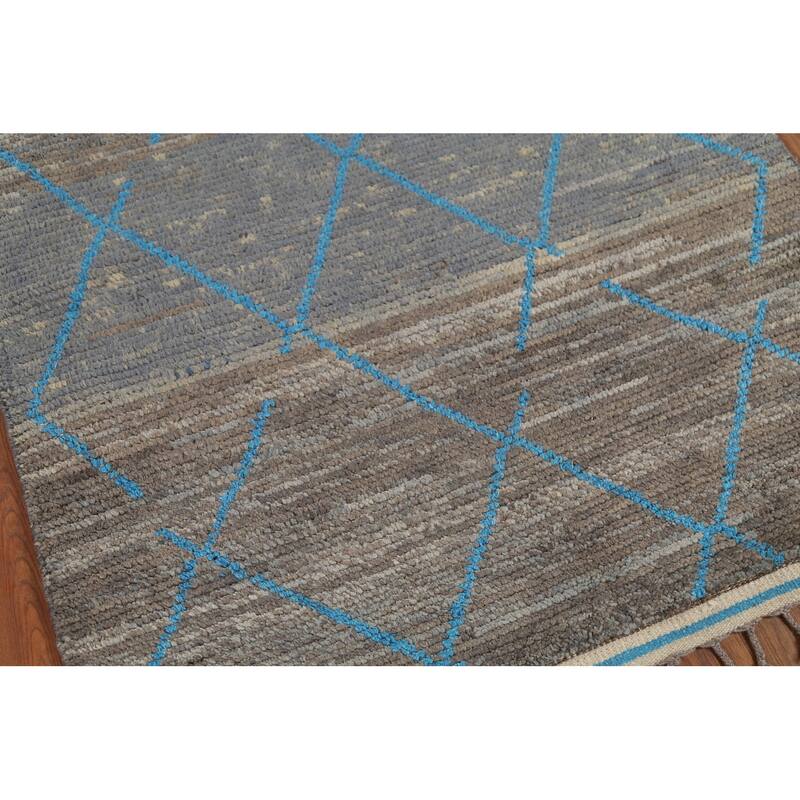 Trellis Moroccan Oriental Area Rug Hand-Knotted Wool Carpet - 4'0"x 6'10"