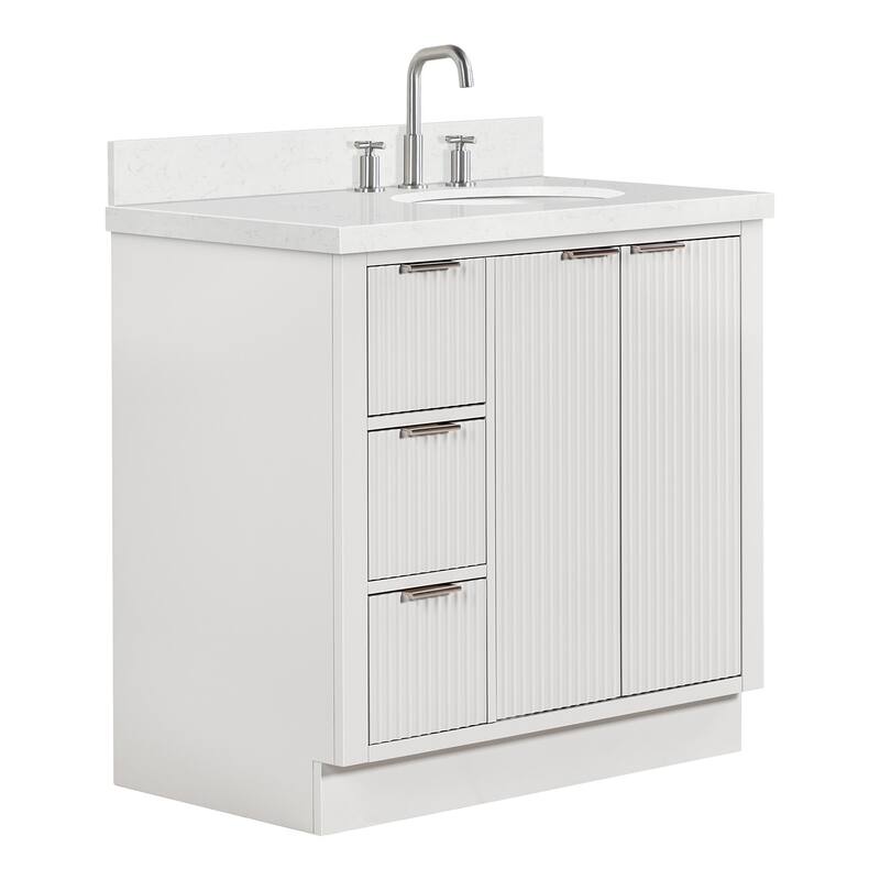 Ariel P36RCQOVO Milan 36" Free Standing Single Oval Basin Vanity Set