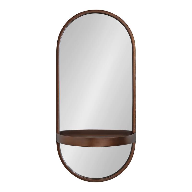 Kate and Laurel Estero Metal Oval Wall Mirror with Shelf