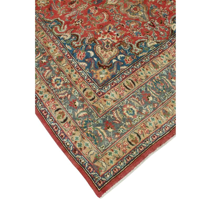 Fine Vintage Distressed Amy Rust/Blue Rug - 6'5" x 9'5"