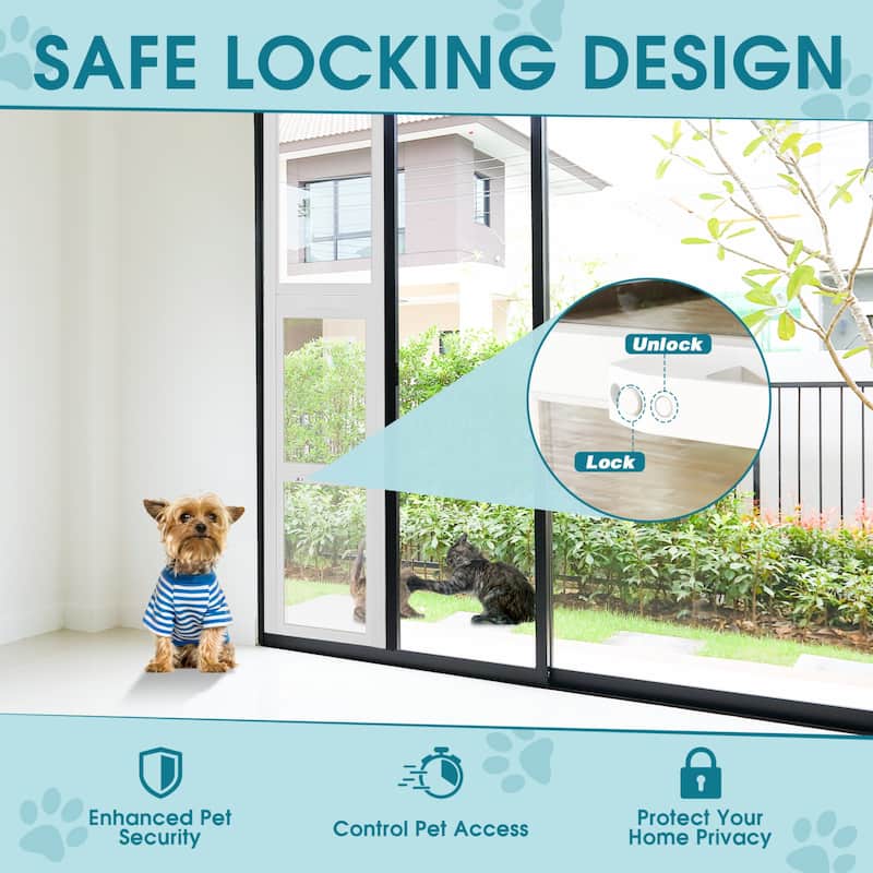 Dog Door for Sliding Glass, Adjustable Height, Pet Door with Lock