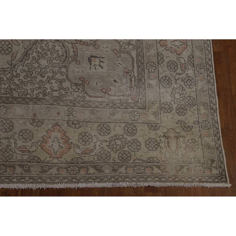 Tabriz Persian Vintage Rug Handmade Living Room Wool Carpet - 9'7" x 13'0"