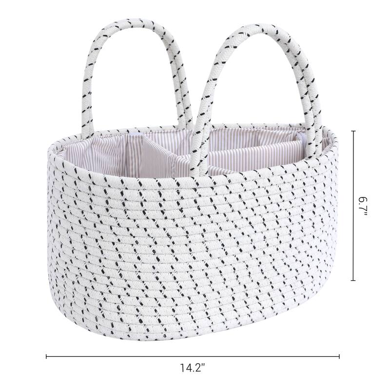 1 Pack Woven Storage Basket, Shelf Closet Storage Bin, Organizer Bin - White - 14.2*9.1*6.7"