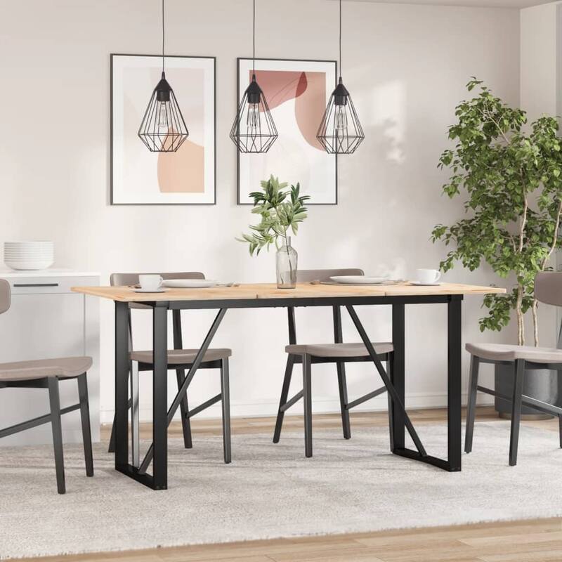 vidaXL Dining Table Leg Black Powder-Coated Steel - 55.1 x 23.6 x 28.7 in