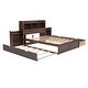 preview thumbnail 14 of 15, Full Size Storage Platform Bed with Pull Out Shelves, Twin Trundle, and 2 Drawers - Large Storage Space
