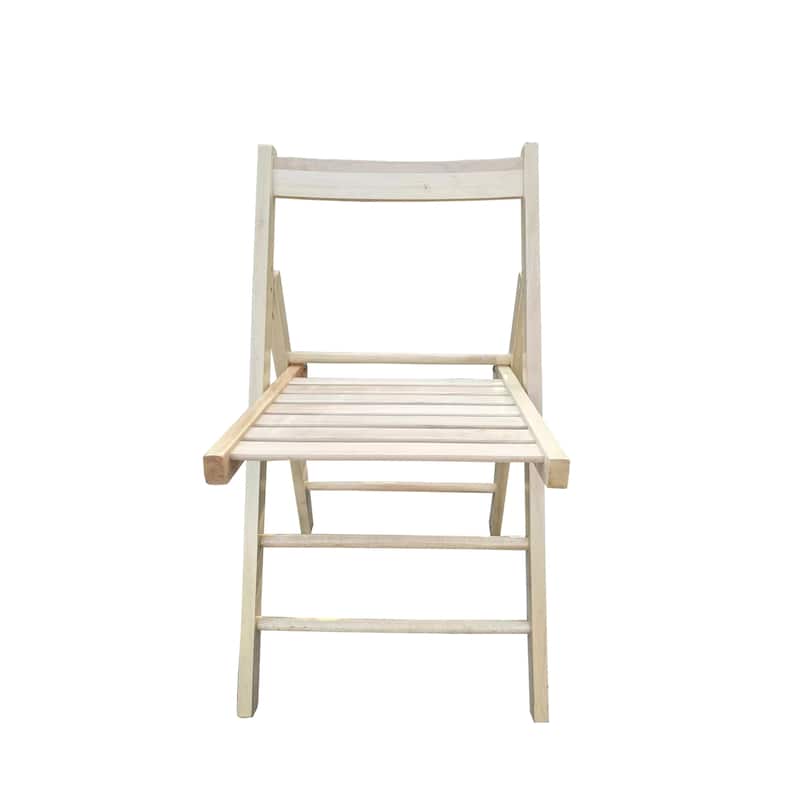Set of 2 Solid Wood Folding Chairs with Slatted Seat, Open Back, Fully Assembled for Indoor & Outdoor Use