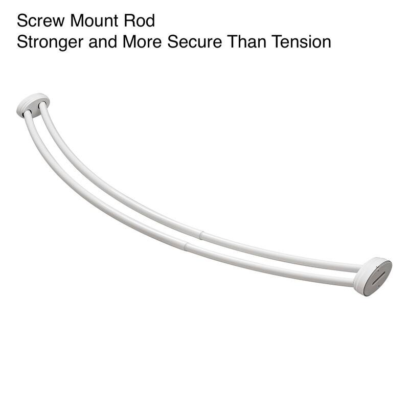 Utopia Alley Rustproof Wall Mounted Aluminum Double Curved Shower Curtain Rod, Screw Mount Rod, Adjustable Rod from 45" to 72"