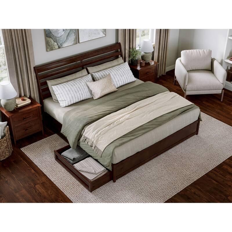 Emelie Platform Bed with Panel Footboard and Storage Drawers