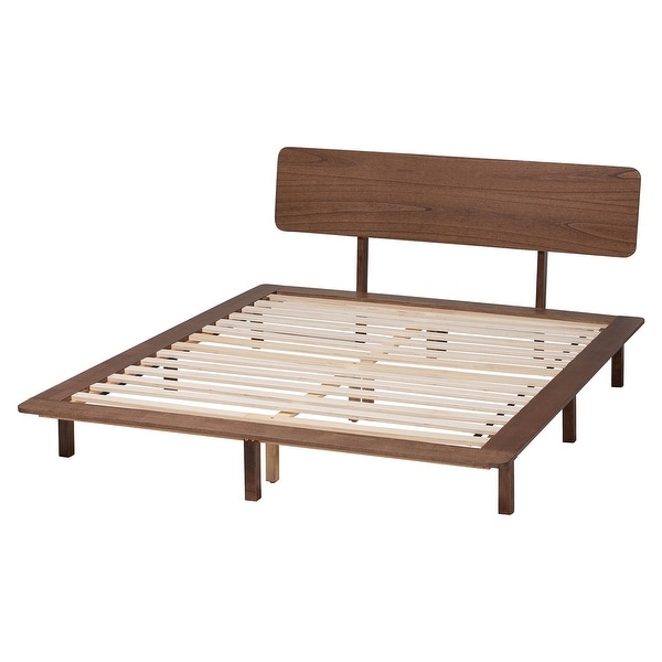 Alyssa Japandi Walnut Brown Wood Platform Bed - Bed Bath & Beyond