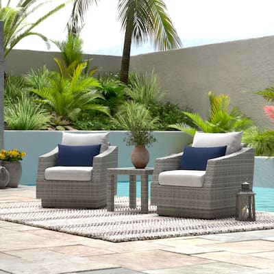 Cannes 3 Piece Aluminum Outdoor Patio Club Chairs & Side Table