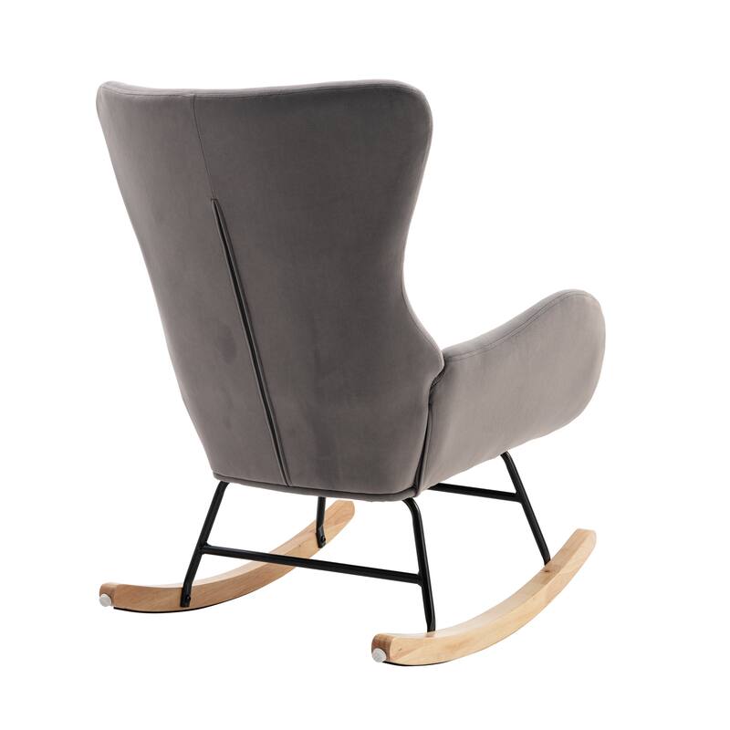 Padded Seat Rocking Chair With High Backrest And Armrests