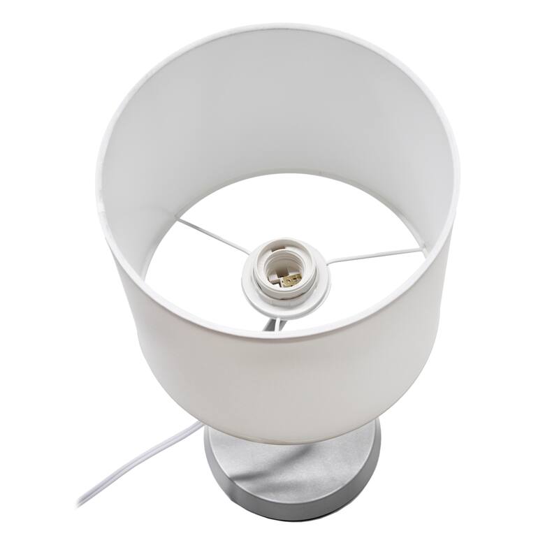 Abstract Table Lamp with White Drum Shade - 17" - Silver
