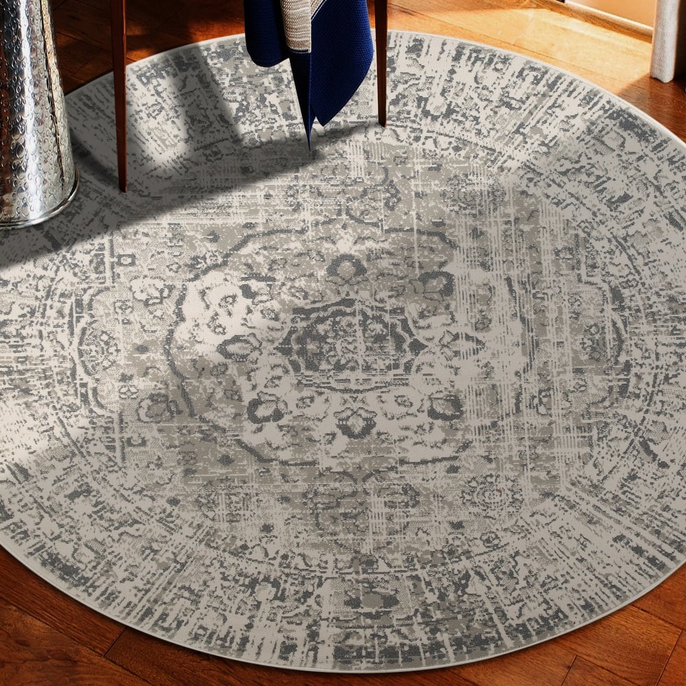 Alana Dale Medium Gray Medallion Area Rug